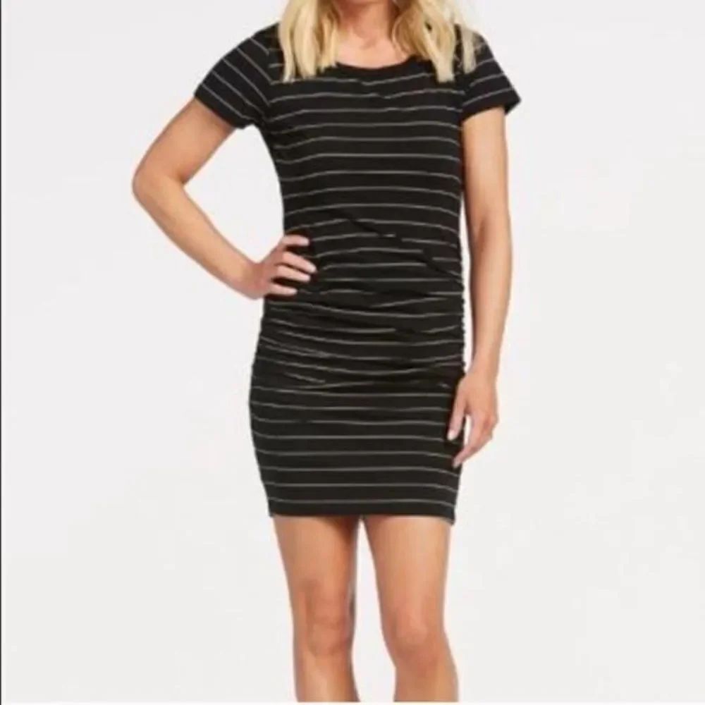 ✨ Sundry Evereve Black Striped Rouched Dress ✨